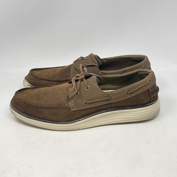Skechers Status 2.0 Former Boat Shoes Mens 13 Brown Leather Loafer Lace Up Deck main image 16